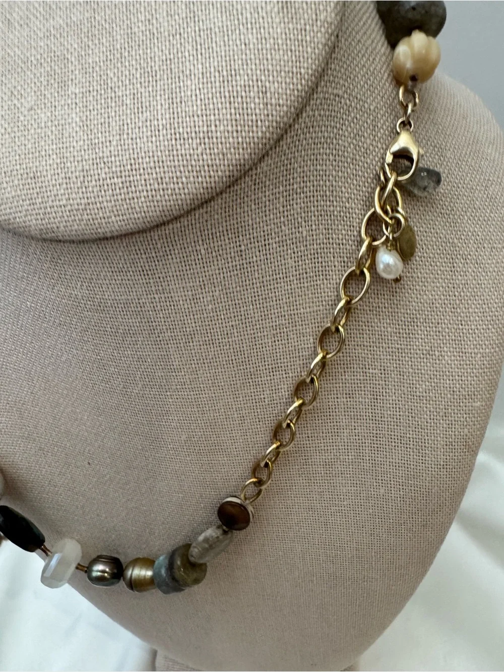 Chan Luu Freshwater Pearl Abalone Labradorite Mixed Gemstone Necklace Boho - Picture 2 of 8